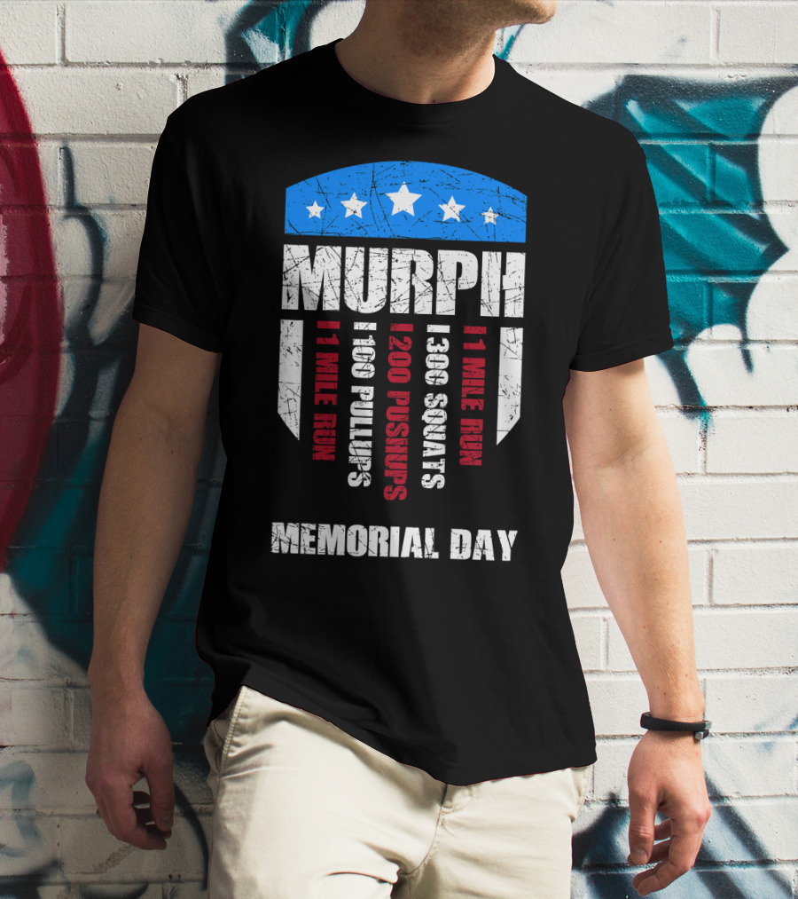 Memorial Day Murph Wod Workout 1 Mile Run 100 Pullups 200 Pushups 300 Squats Recovery T-Shirt