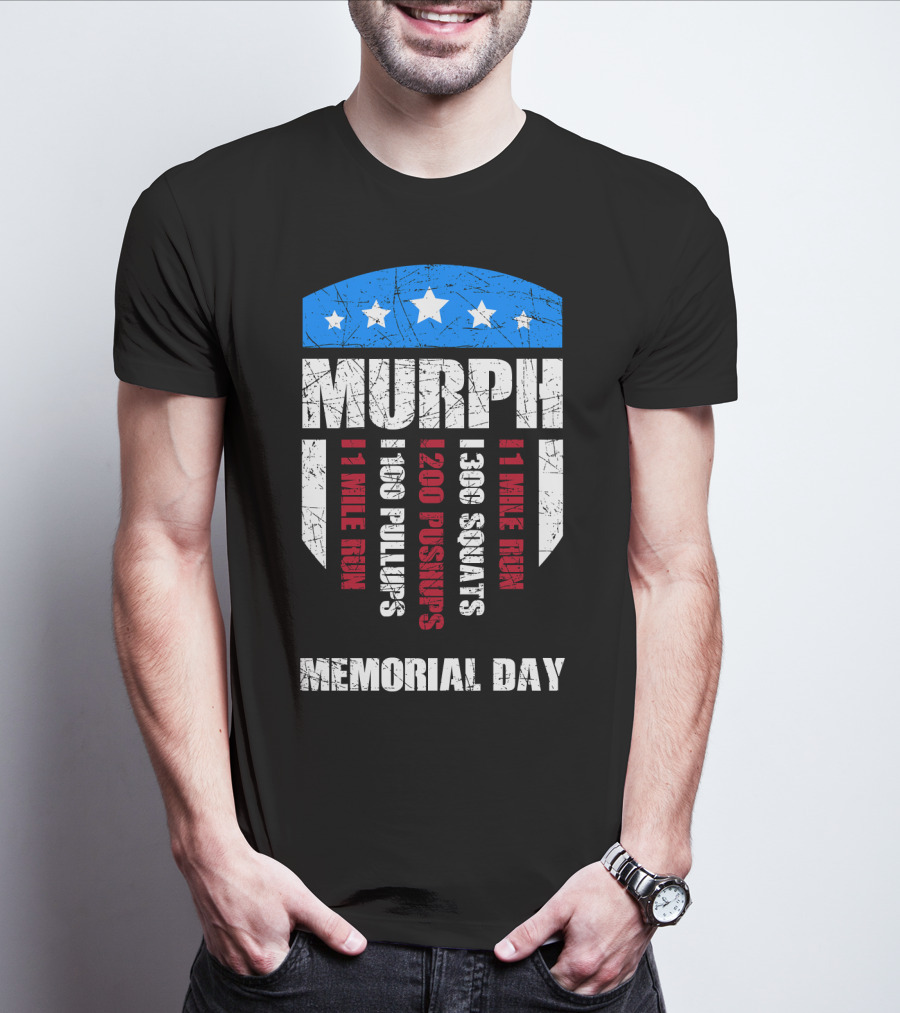 Memorial Day Murph Wod Workout 1 Mile Run 100 Pullups 200 Pushups 300 Squats Recovery T-Shirt