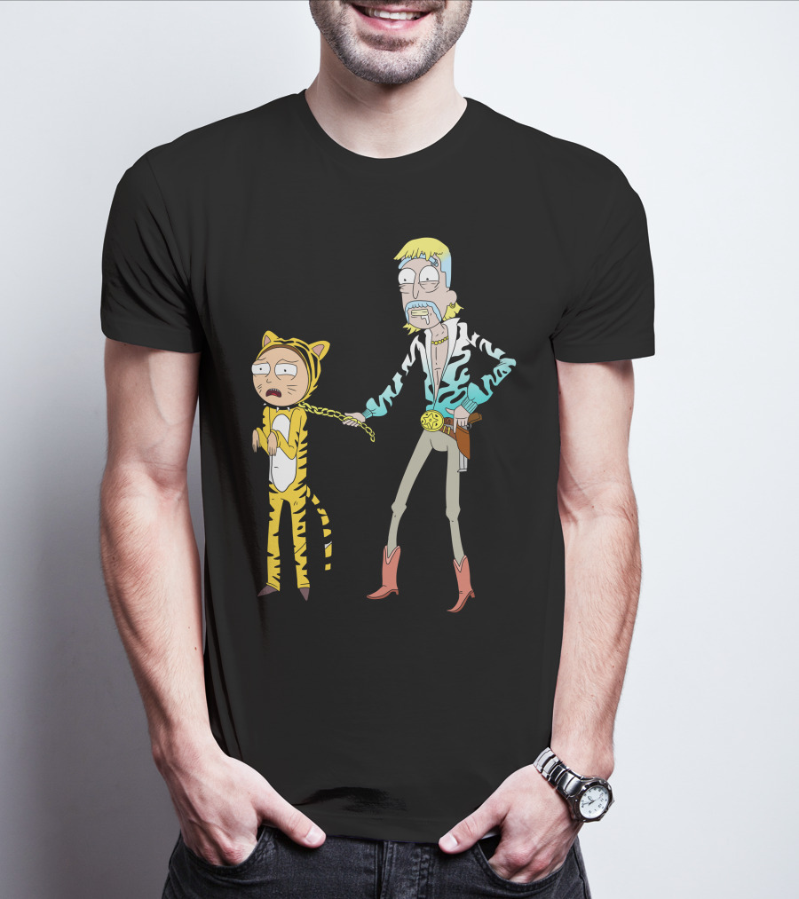 Rick And Morty Joe Exotic Tiger King Parody Character Mashup T-Shirt