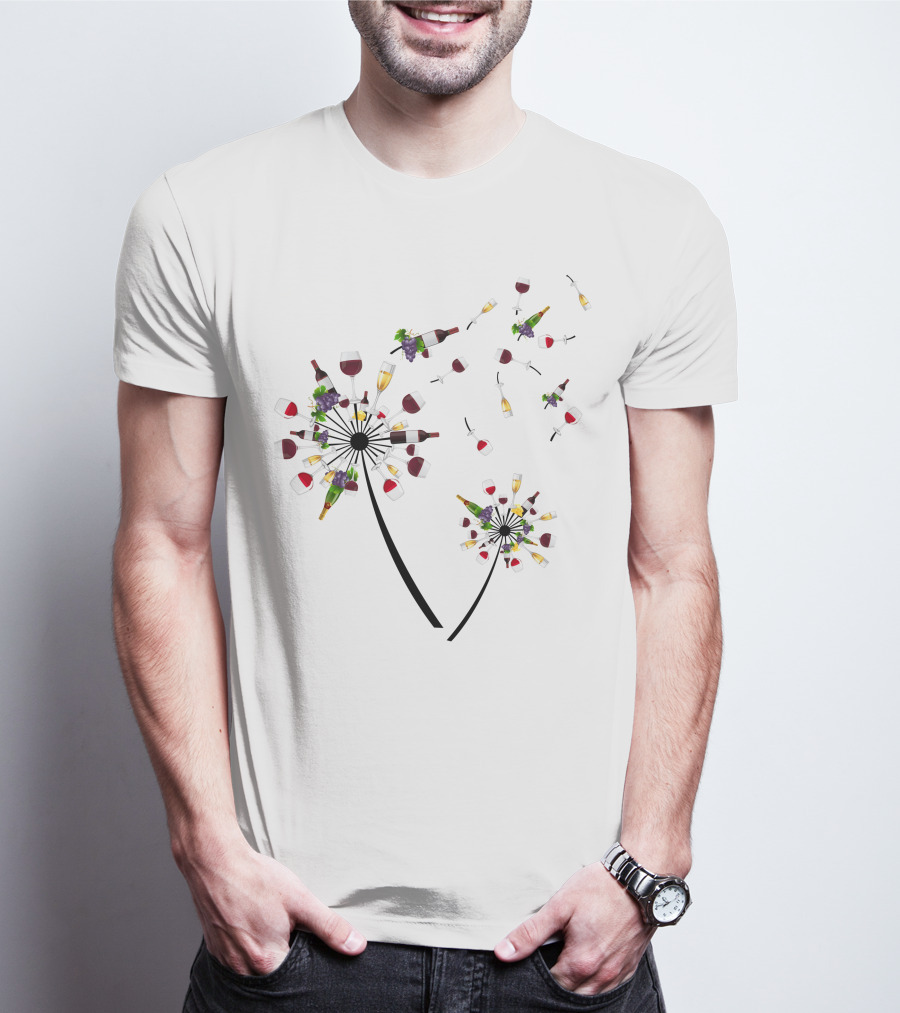 Dandelion Wine Flower Glass Bottle Grapes T-Shirt