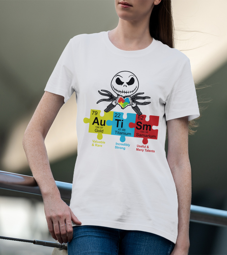 Jack Skellington AuTiSm Puzzle Periodic Table Valuable Rare Incredibly Strong Talents T-Shirt