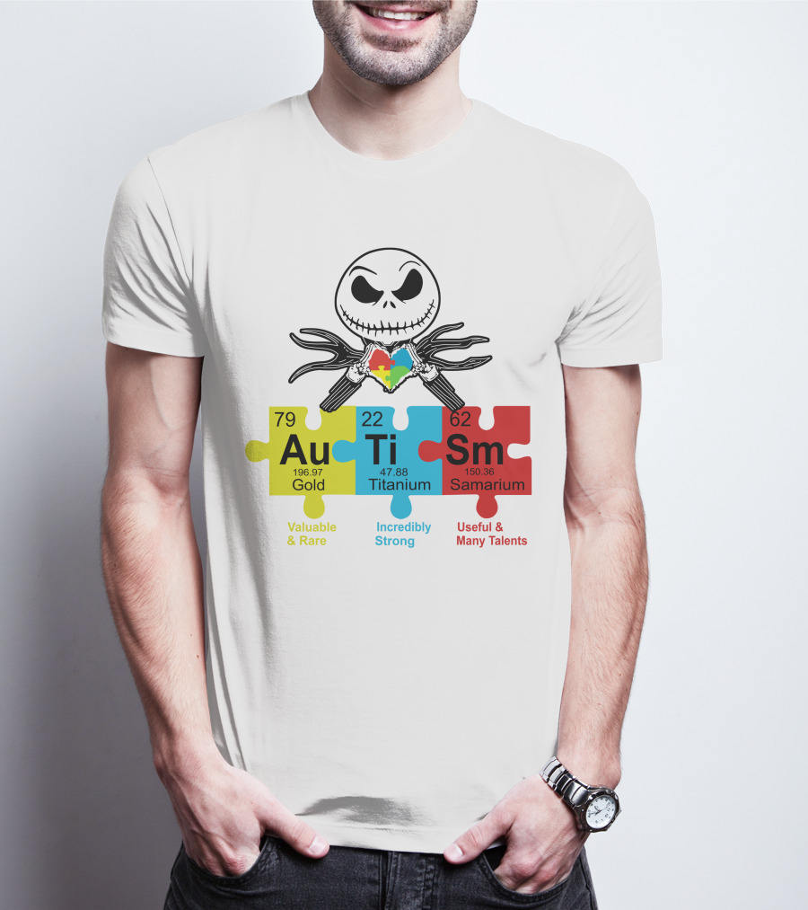 Jack Skellington AuTiSm Puzzle Periodic Table Valuable Rare Incredibly Strong Talents T-Shirt