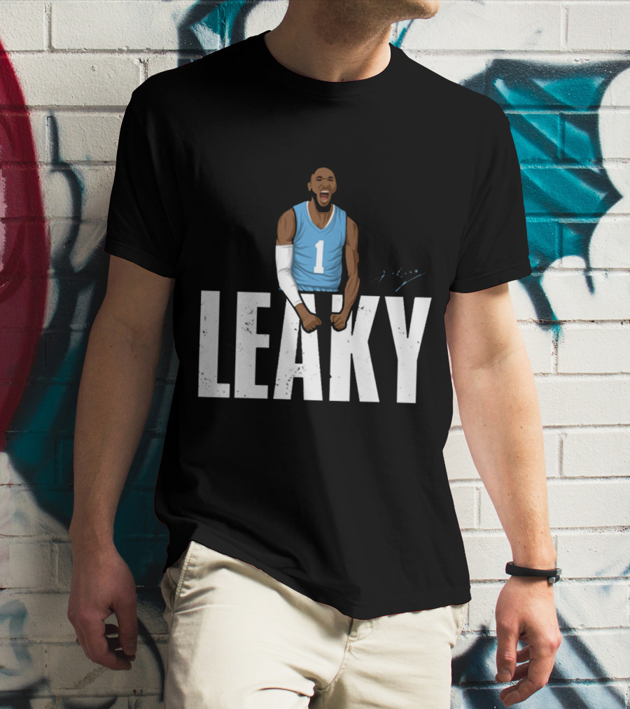 Leaky Black Number 1 Jersey Graphic Blue Basketball T-Shirt