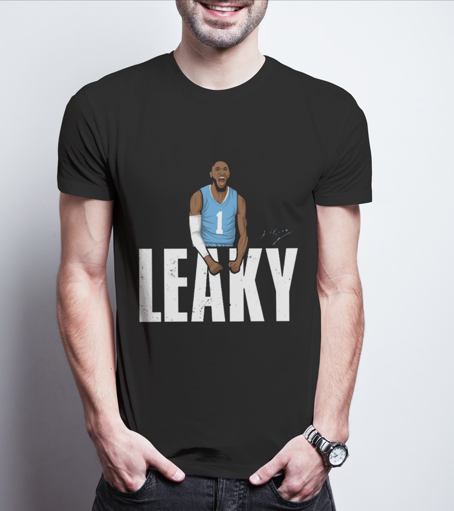 Leaky Black Number 1 Jersey Graphic Blue Basketball T-Shirt