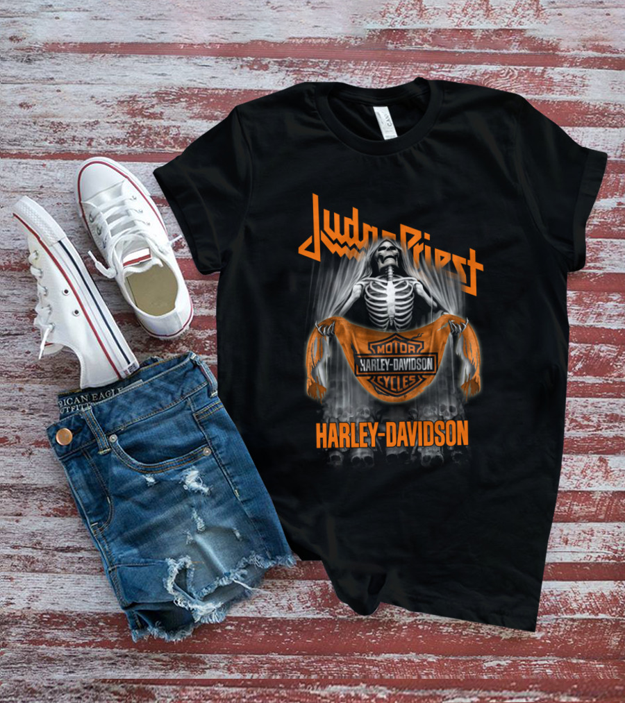Judas Priest Harley Davidson Skeleton Motör Cycles T-Shirt