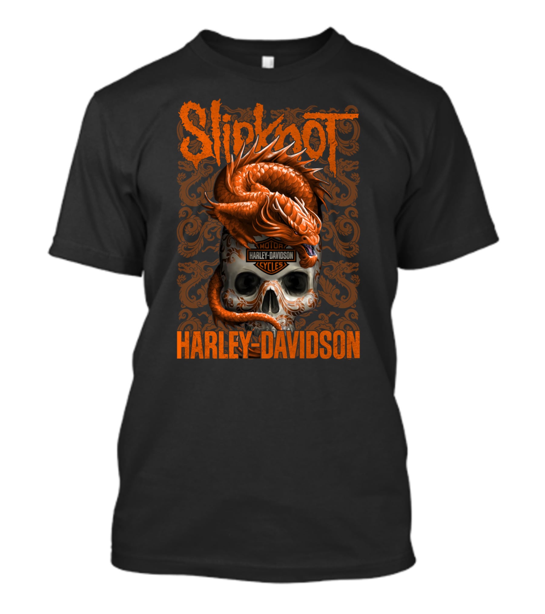 Slipknot Harley Davidson Dragon Skull Motif T-Shirt