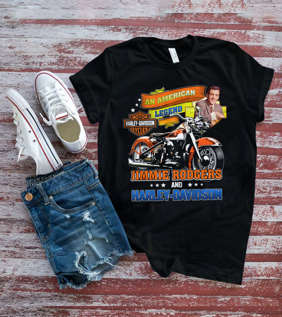 Jimmie Rodgers An American Legend With Harley Davidson Motorcycles T-Shirt