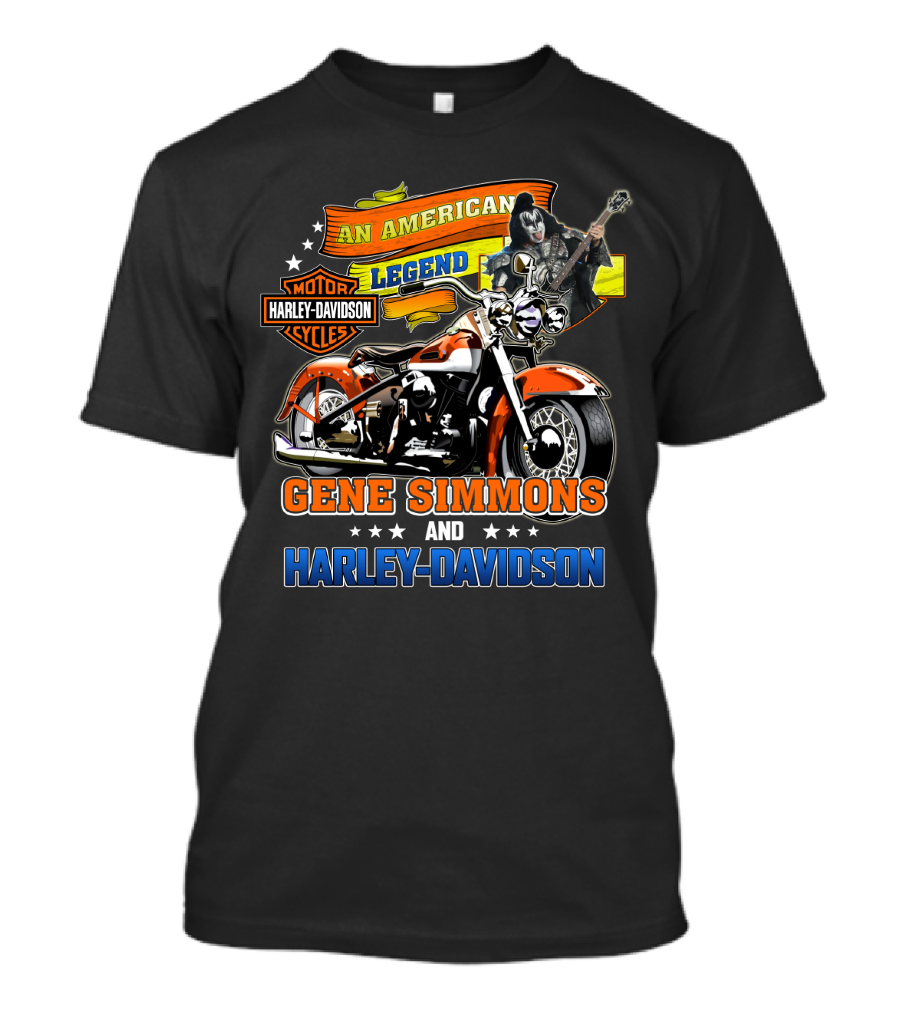 An American Legend Gene Simmons And Harley Davidson T-Shirt