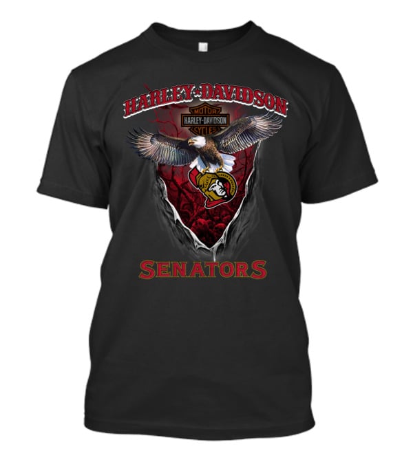 Harley Davidson Motorcycle Eagle Ottawa Senators T-Shirt