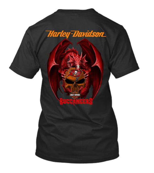 Harley Davidson Tampa Bay Buccaneers Dragon Skull T-Shirt