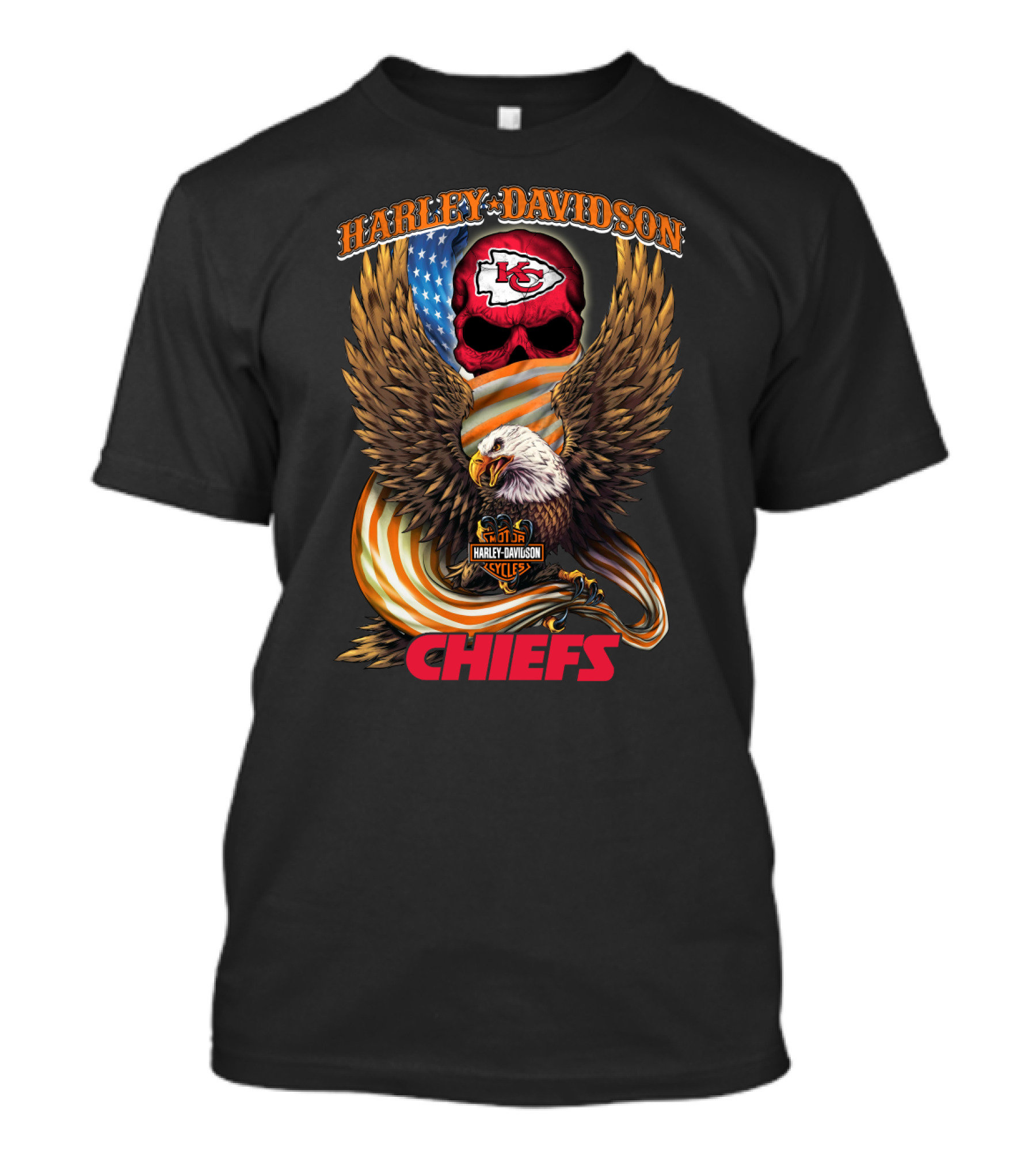 Harley Davidson Kansas City Chiefs Eagle And Skull T-Shirt