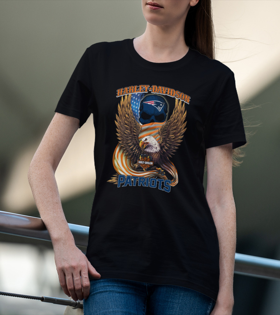 Harley Davidson Cycles New England Patriots American Eagle T-Shirt
