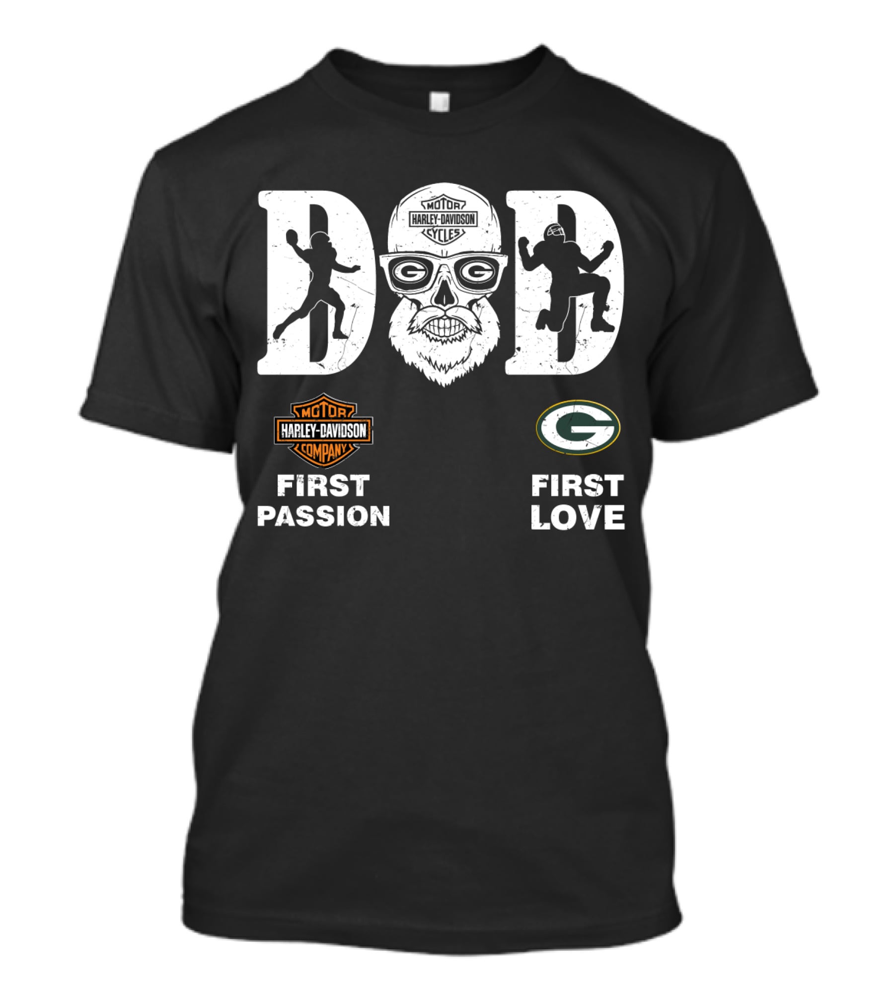 Green Bay Packers Harley Davidson Dad First Passion First Love Nfl T-Shirt