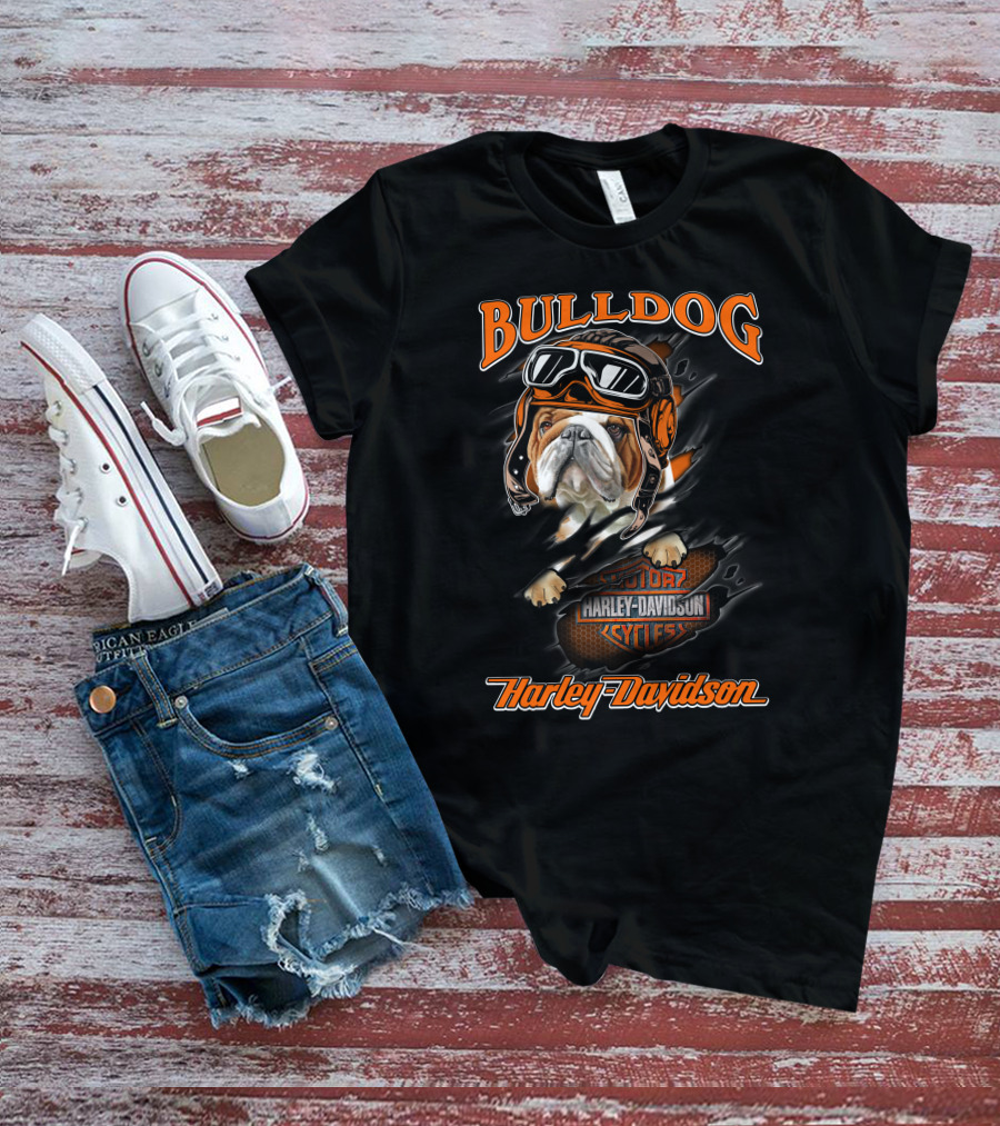 Bulldog Harley Davidson Motorcycles Rider T-Shirt