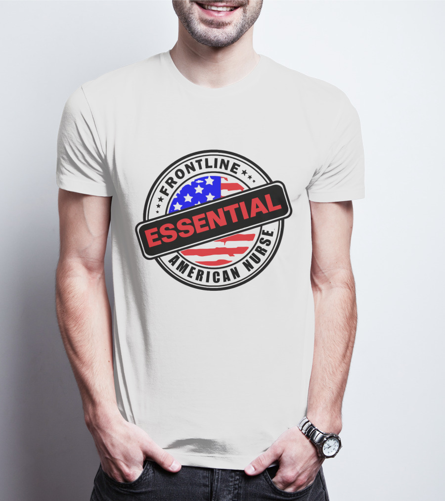 Frontline Essential American Nurse Hero USA Flag T-Shirt