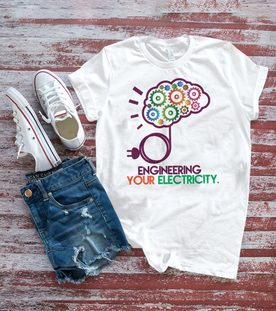 Engineering Your Electricity Colorful Gear Brain Plug T-Shirt