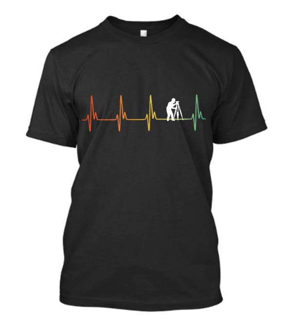 Surveyor Silhouette On Heartbeat Line Retro Engineering T-Shirt