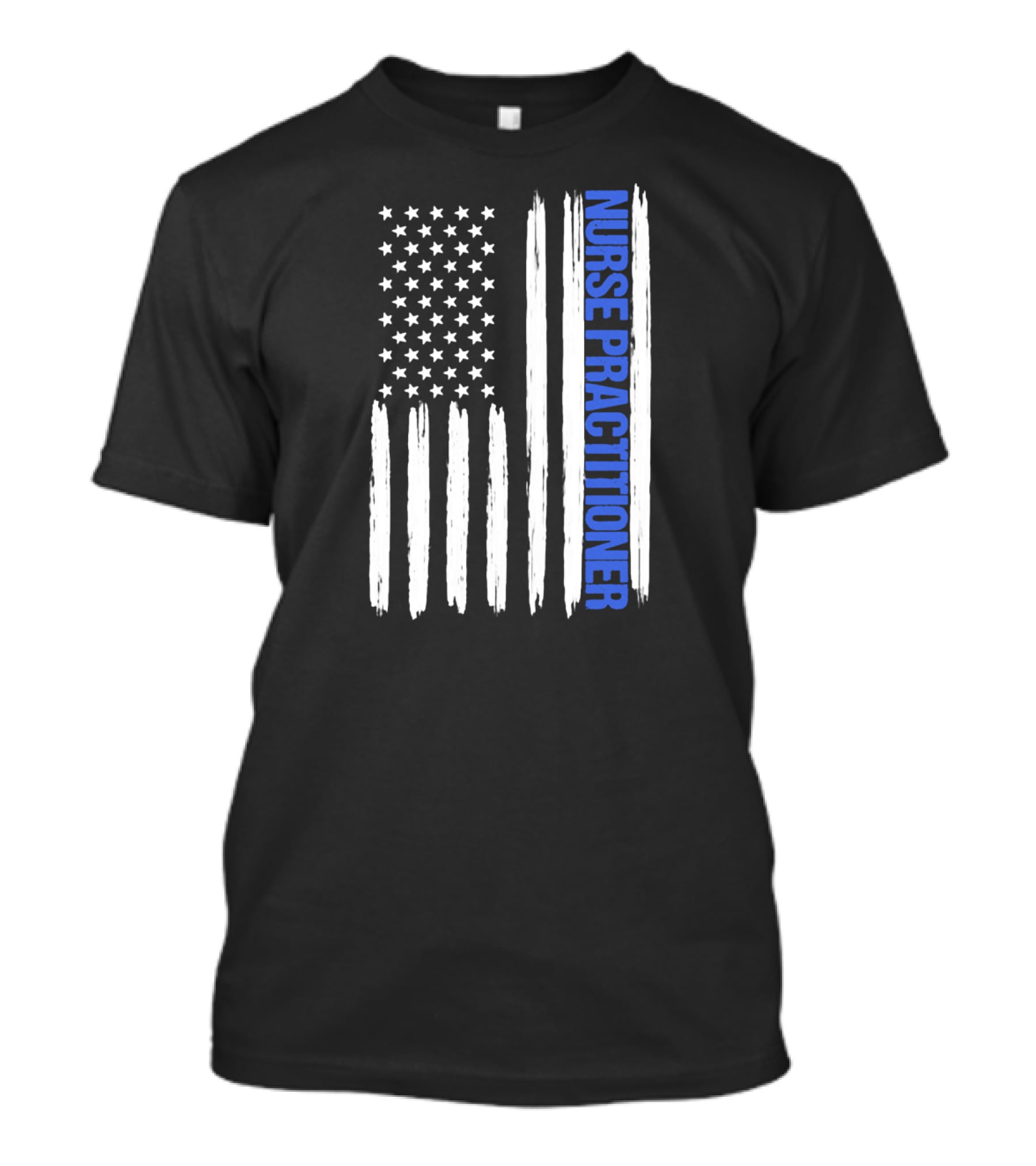 Nurse Practitioner Blue Line Distressed American Flag T-Shirt