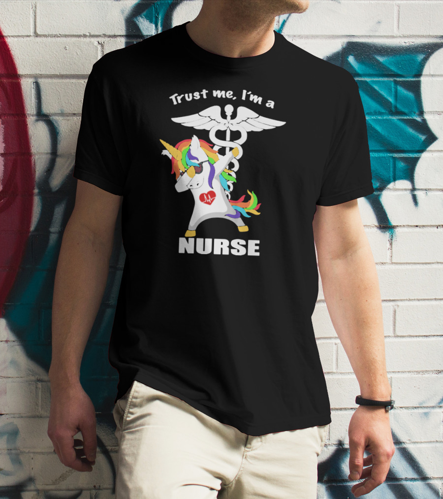 Trust Me I'm A Nurse Unicorn Dabbing With Caduceus T-Shirt