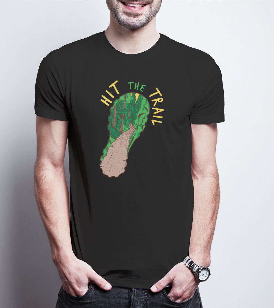 Hit The Trail Running Trail Footprint Pathway Forest Adventure T-Shirt