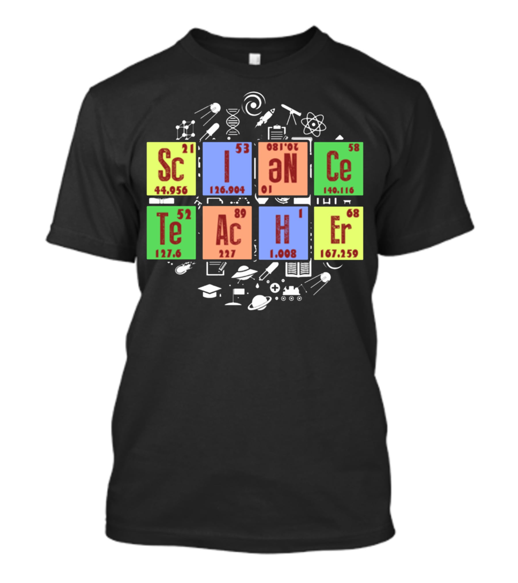 SCIENCE TEACHER Periodic Elements Chemistry Physics Icons T-Shirt