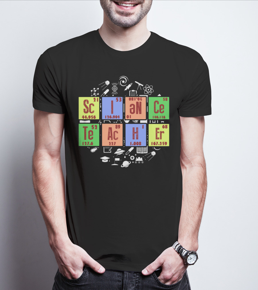 SCIENCE TEACHER Periodic Elements Chemistry Physics Icons T-Shirt