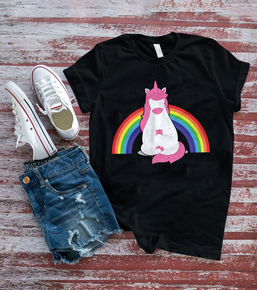 Yoga Unicorn Rainbow Funny Gym Workout Humor Cool Unicorn T-Shirt