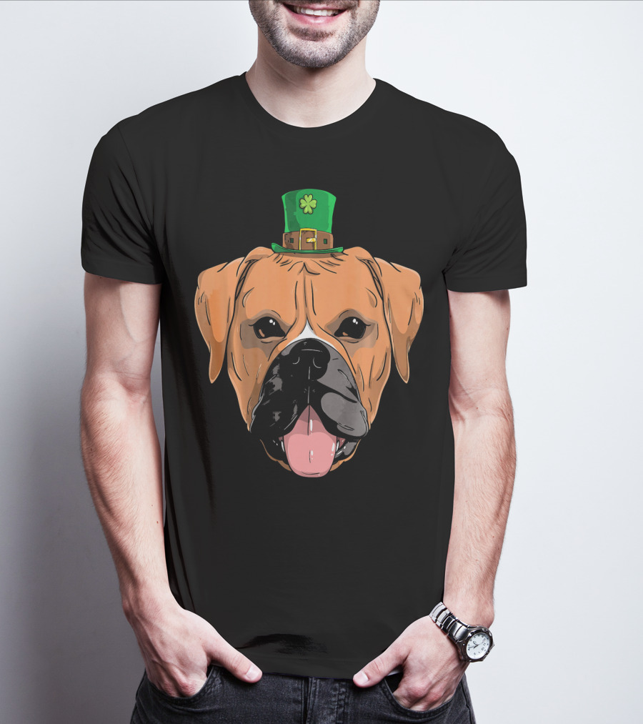 Boxer Dog St Patricks Day Leprechaun Puppy With Hat T-Shirt