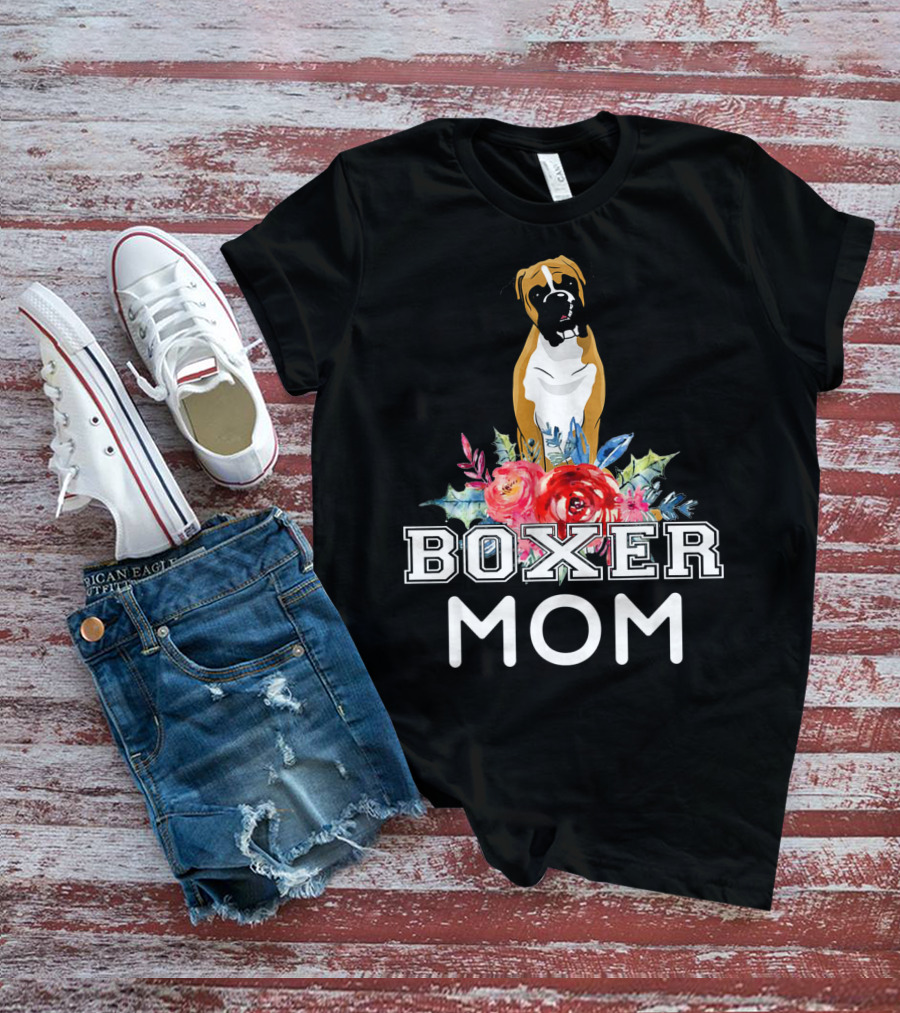 Boxer Mom Floral T-Shirt