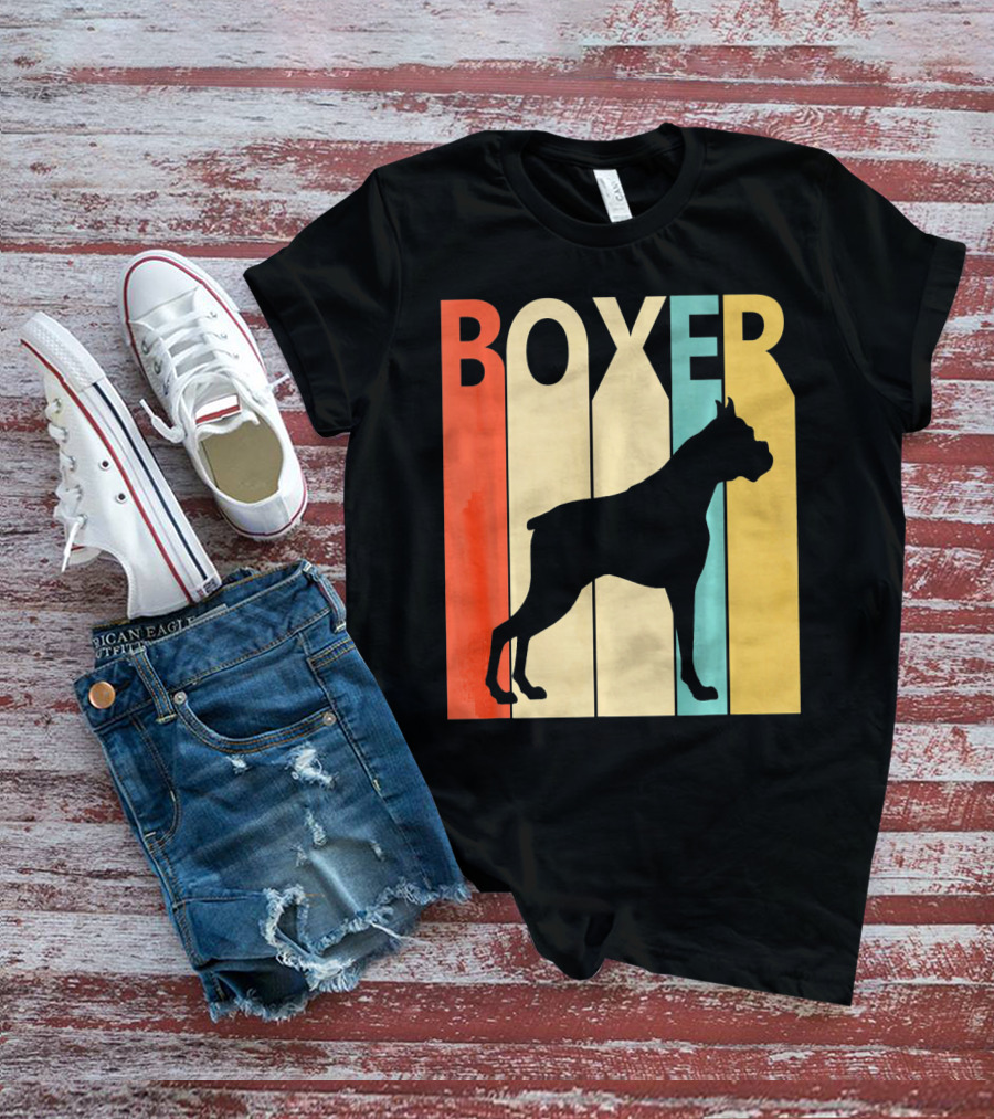 Boxer Retro Style Silhouette For Dog Dad Or T-Shirt