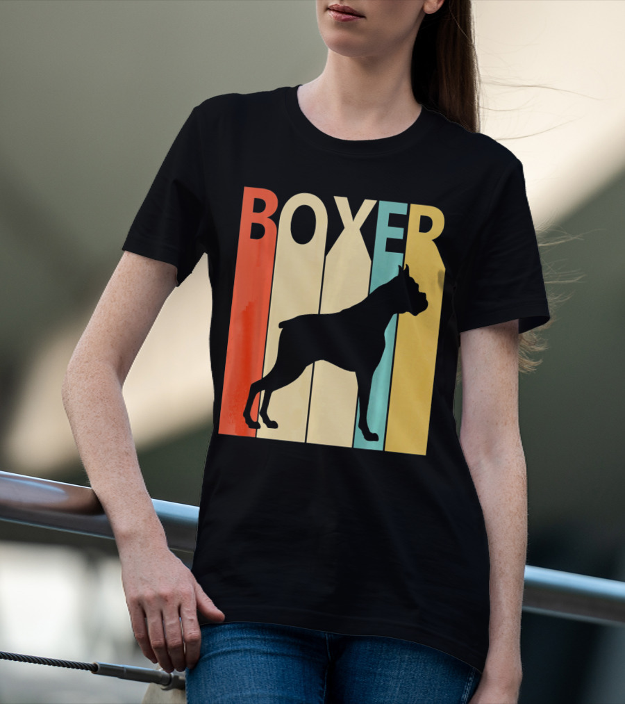 Boxer Retro Style Silhouette For Dog Dad Or T-Shirt