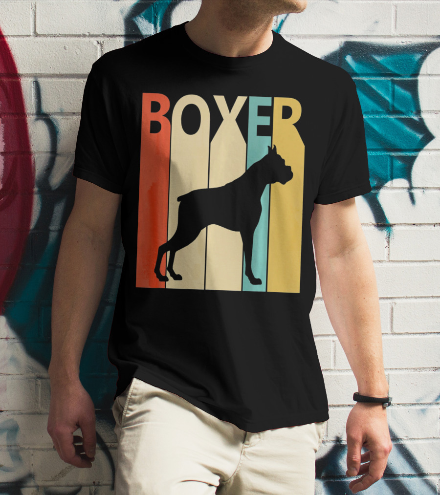 Boxer Retro Style Silhouette For Dog Dad Or T-Shirt