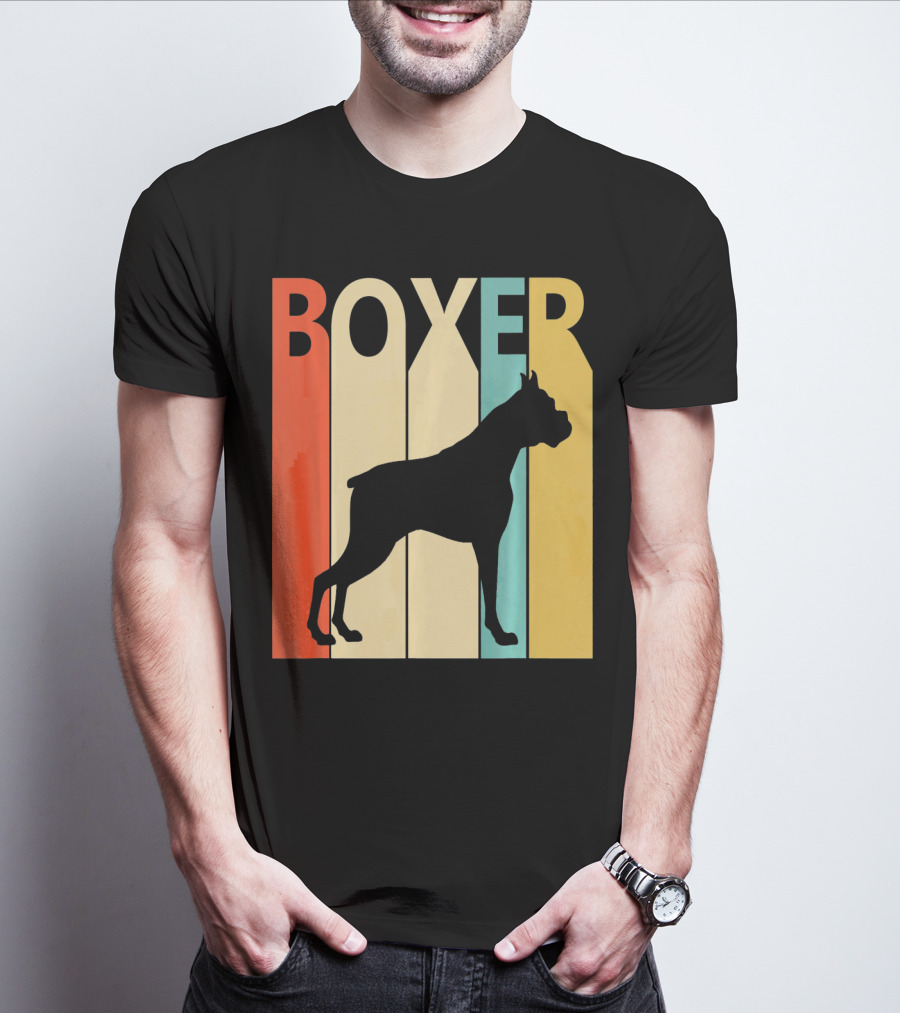 Boxer Retro Style Silhouette For Dog Dad Or T-Shirt