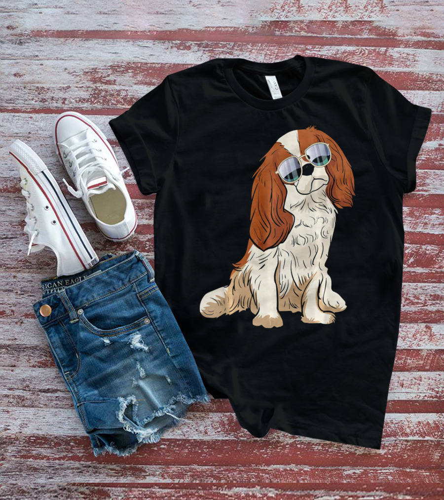 Cavalier King Charles Spaniel Dog With Sunglasses T-Shirt