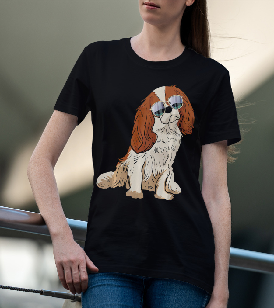 Cavalier King Charles Spaniel Dog With Sunglasses T-Shirt