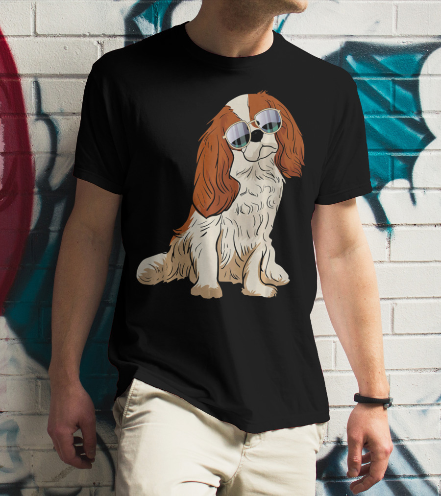 Cavalier King Charles Spaniel Dog With Sunglasses T-Shirt
