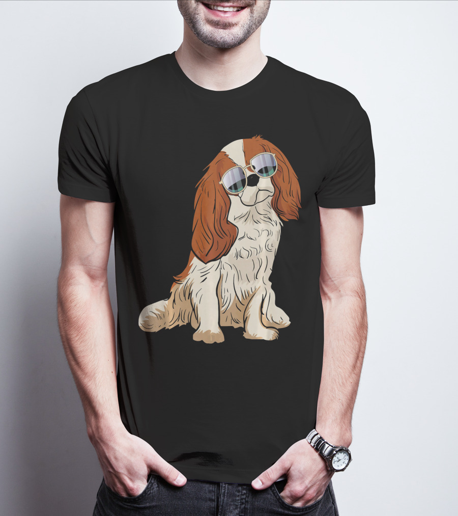 Cavalier King Charles Spaniel Dog With Sunglasses T-Shirt