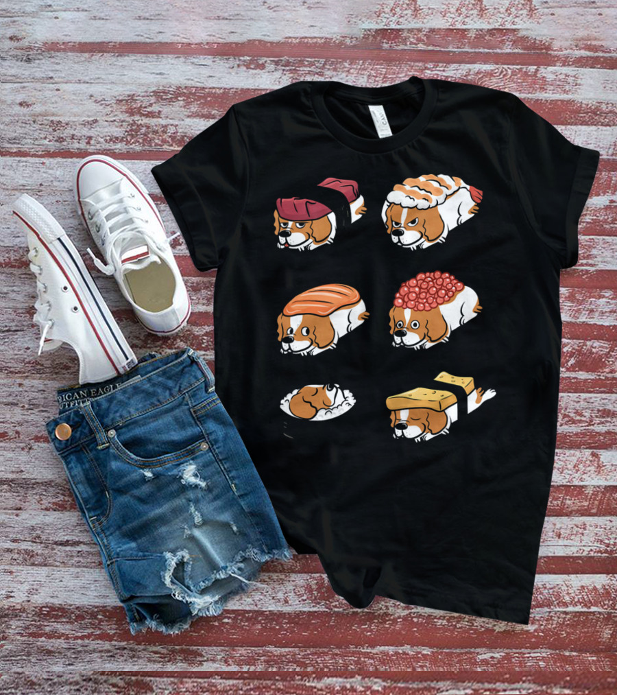 Cavalier King Charles Spaniel Nigiri Sushi Roll Variations T-Shirt