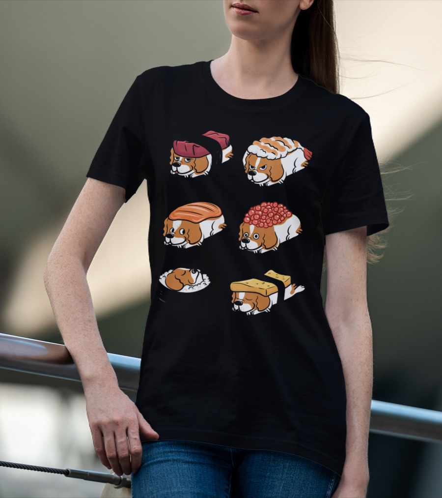 Cavalier King Charles Spaniel Nigiri Sushi Roll Variations T-Shirt