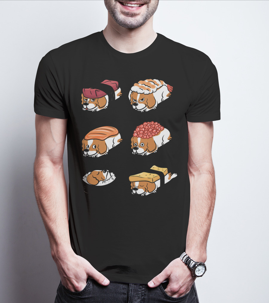 Cavalier King Charles Spaniel Nigiri Sushi Roll Variations T-Shirt