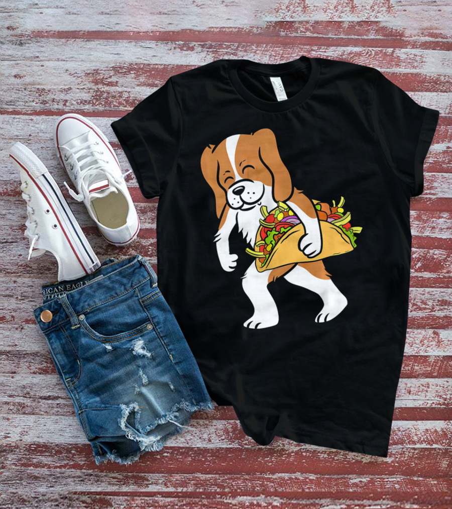 Cavalier King Charles Spaniel Carrying Taco With Vegetables T-Shirt