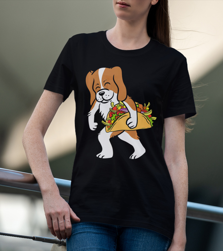Cavalier King Charles Spaniel Carrying Taco With Vegetables T-Shirt