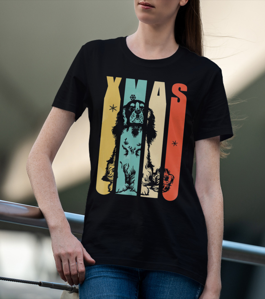 Xmas Cavalier King Dog Vintage T-Shirt