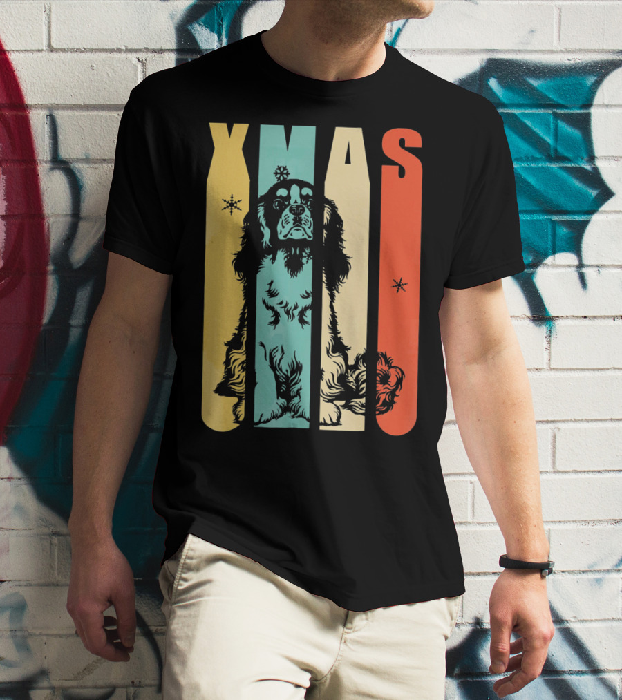 Xmas Cavalier King Dog Vintage T-Shirt