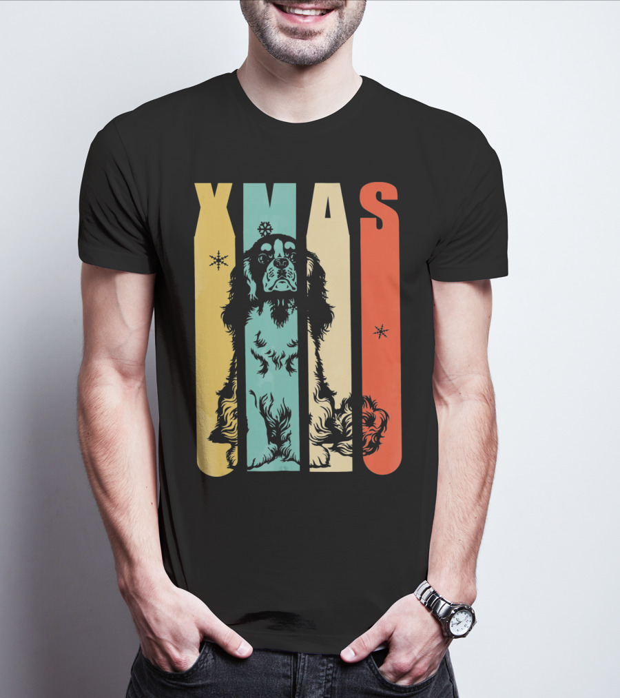 Xmas Cavalier King Dog Vintage T-Shirt