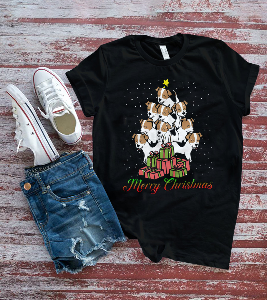 Merry Christmas Jack Russell Terrier Tree With Gifts T-Shirt