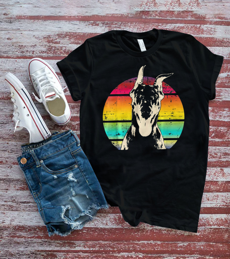 Retro Sunset Doberman Pinscher T-Shirt