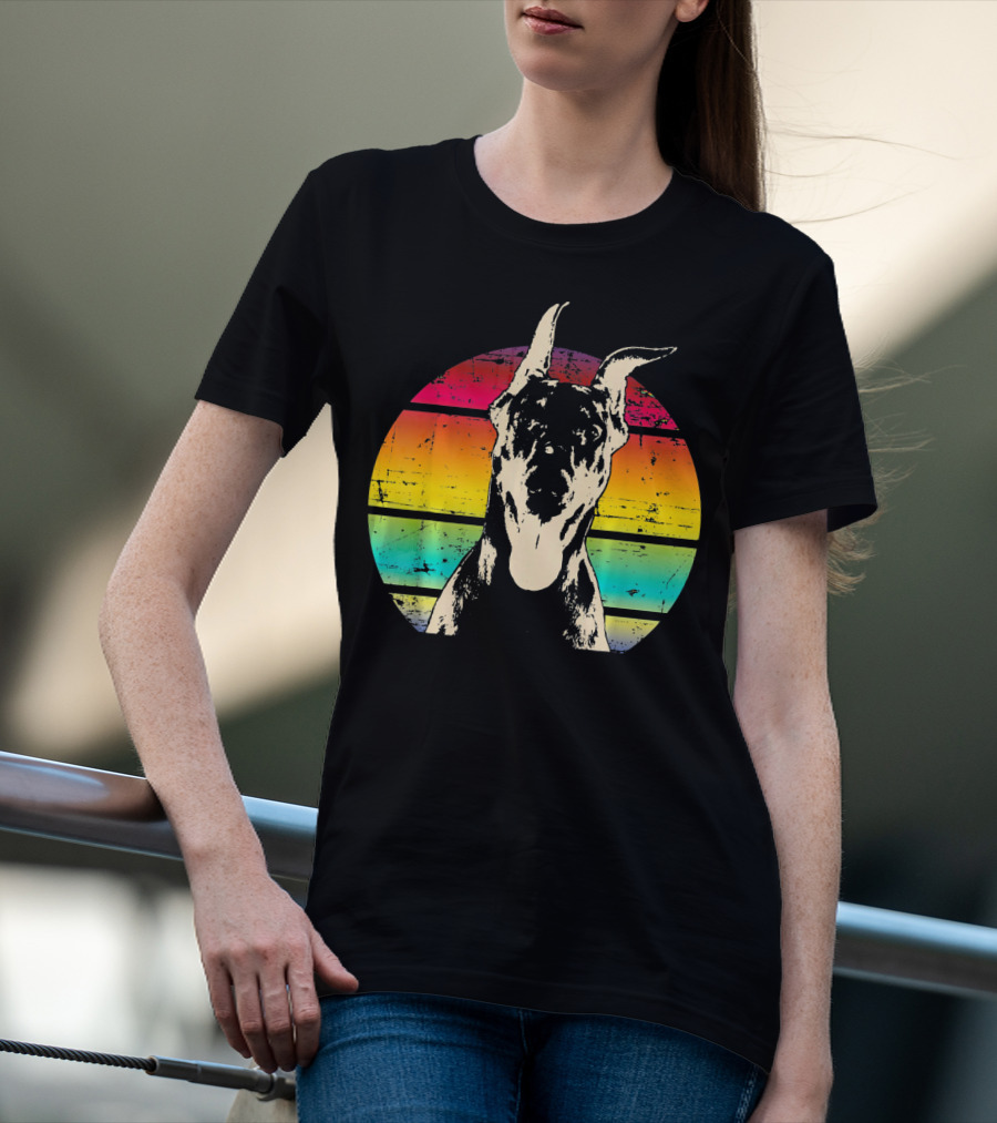 Retro Sunset Doberman Pinscher T-Shirt