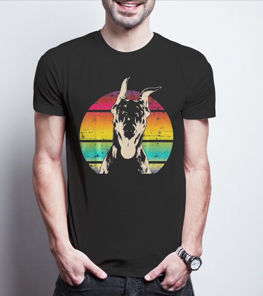 Retro Sunset Doberman Pinscher T-Shirt