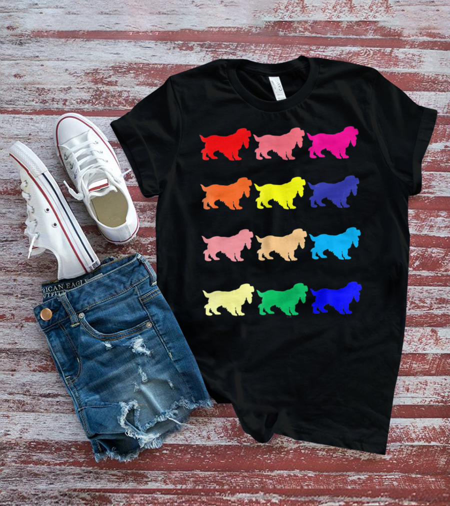 Cocker Spaniel Dog Lovers Multicolored Pop T-Shirt